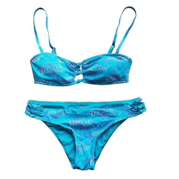Roxy Other - ROXY NWOT BLUE BANDEAU SWIMSUIT BIKINI MEDIUM